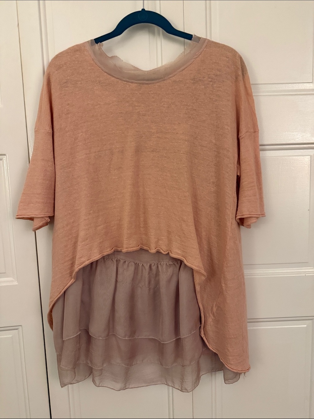 Simply Couture Peach Layered Hi-Low Tunic Top